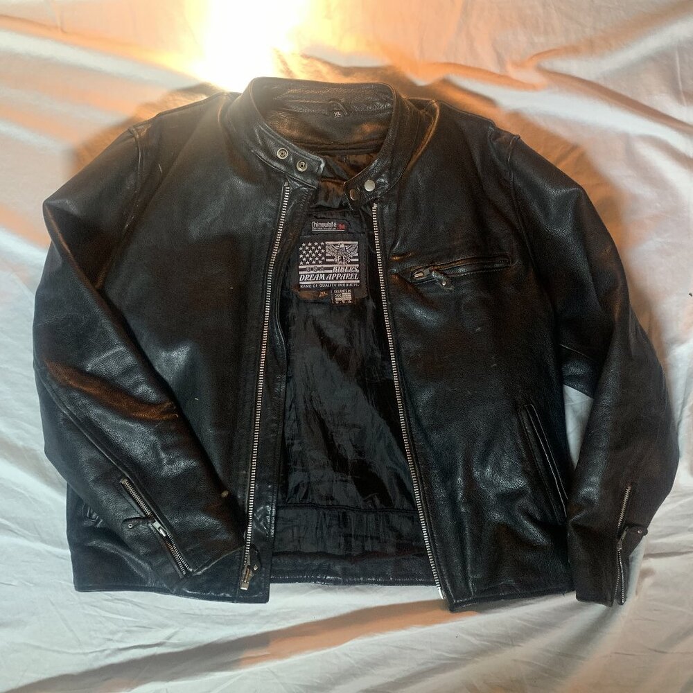 USA Biker's Dream Apparel Black Leather Jacket 3MThinsulate